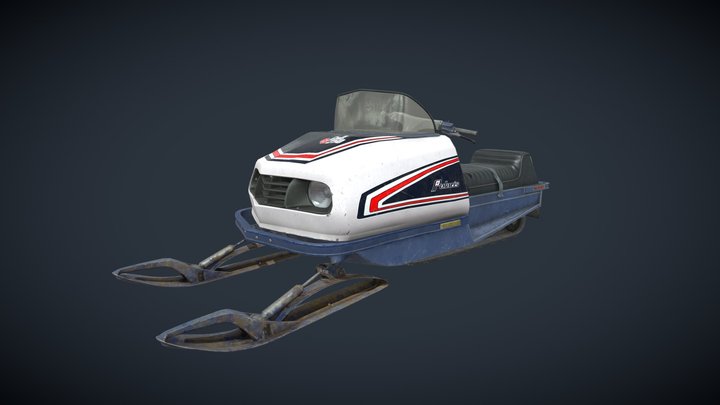 Old Polaris Snowmobile 3D Model