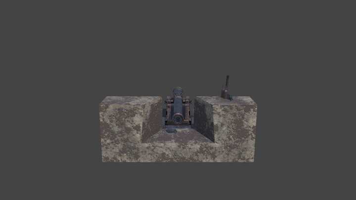 Cannon Environment Textured 3D Model