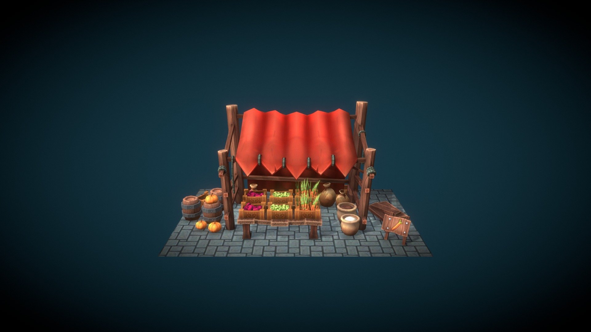 Food Merchant Stand - 3D model by akinos2 [623fb2a] - Sketchfab