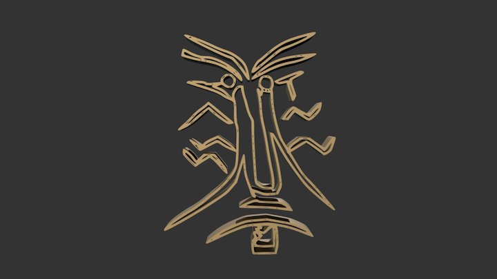 Gravura Rupestre - Rosto Humano 3D Model