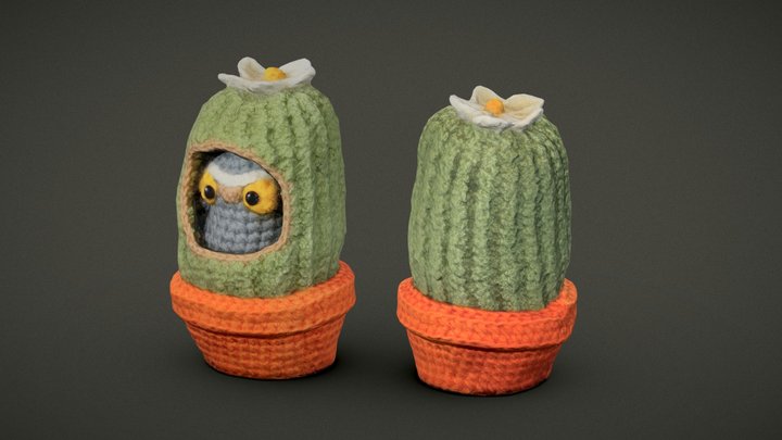 Elf Owl In Cactus Crochet | 3D Scan 3D Model