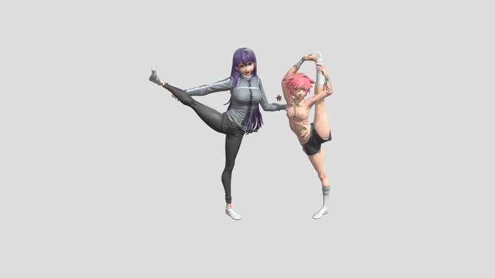 Stretching Practice, with 15 year old transgirl 3D Model