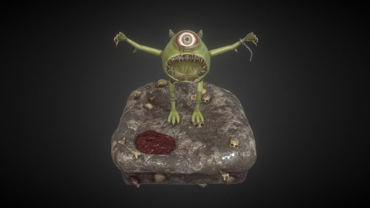 Mike Wazowski + Platform 3D Model