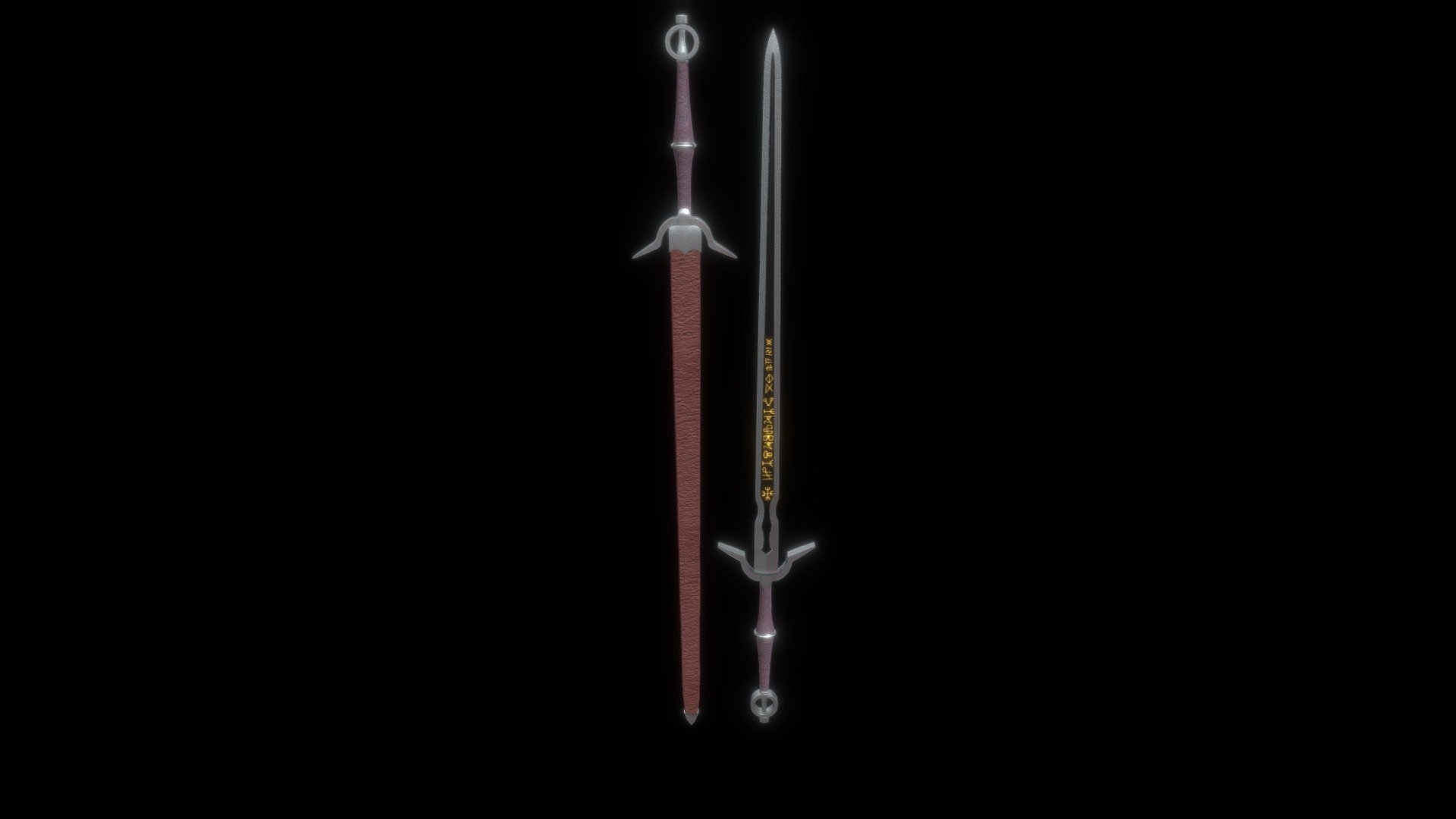 a sword with runes