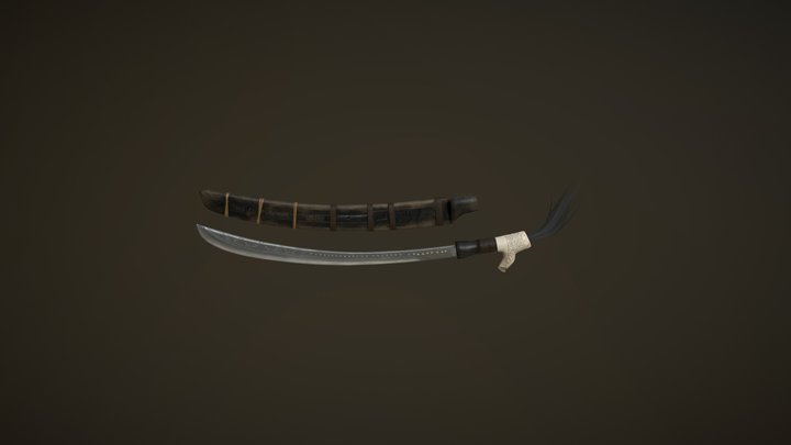 mandau traditional weapon from dayak indonesia 3D Model