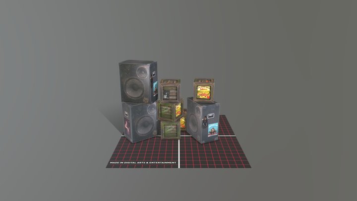 Crate and speaker texturing test 3D Model