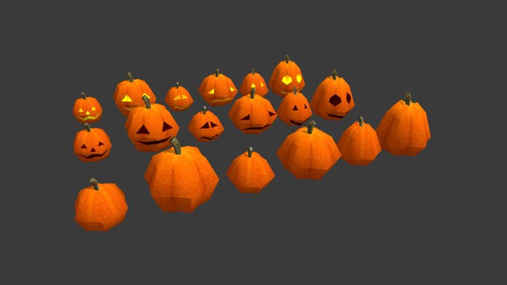 [PSX] Pumpkins and Jack-o'-lanterns 3D Model