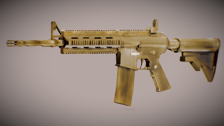 M4 assault rifle filled with dust. 3D Model