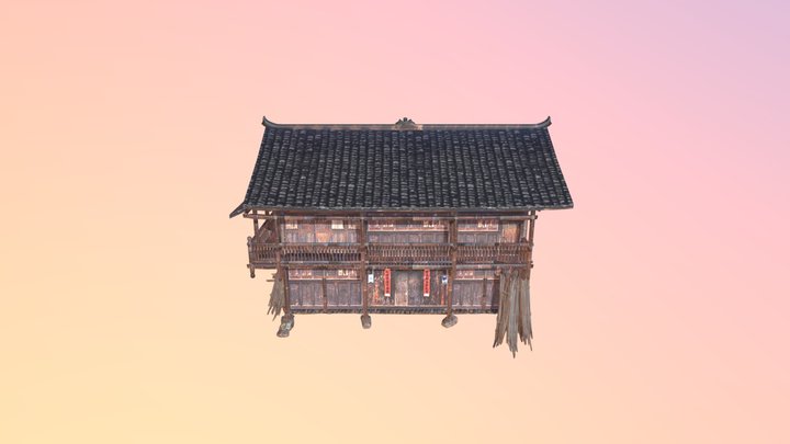 Native Old wood build 3D Model