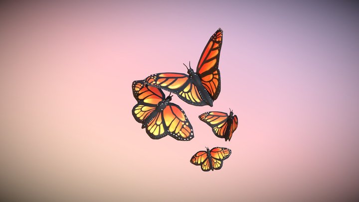 Monarch Butterflies 3D Model