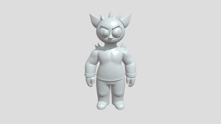 Red cartoon demon character with horns 3D Model