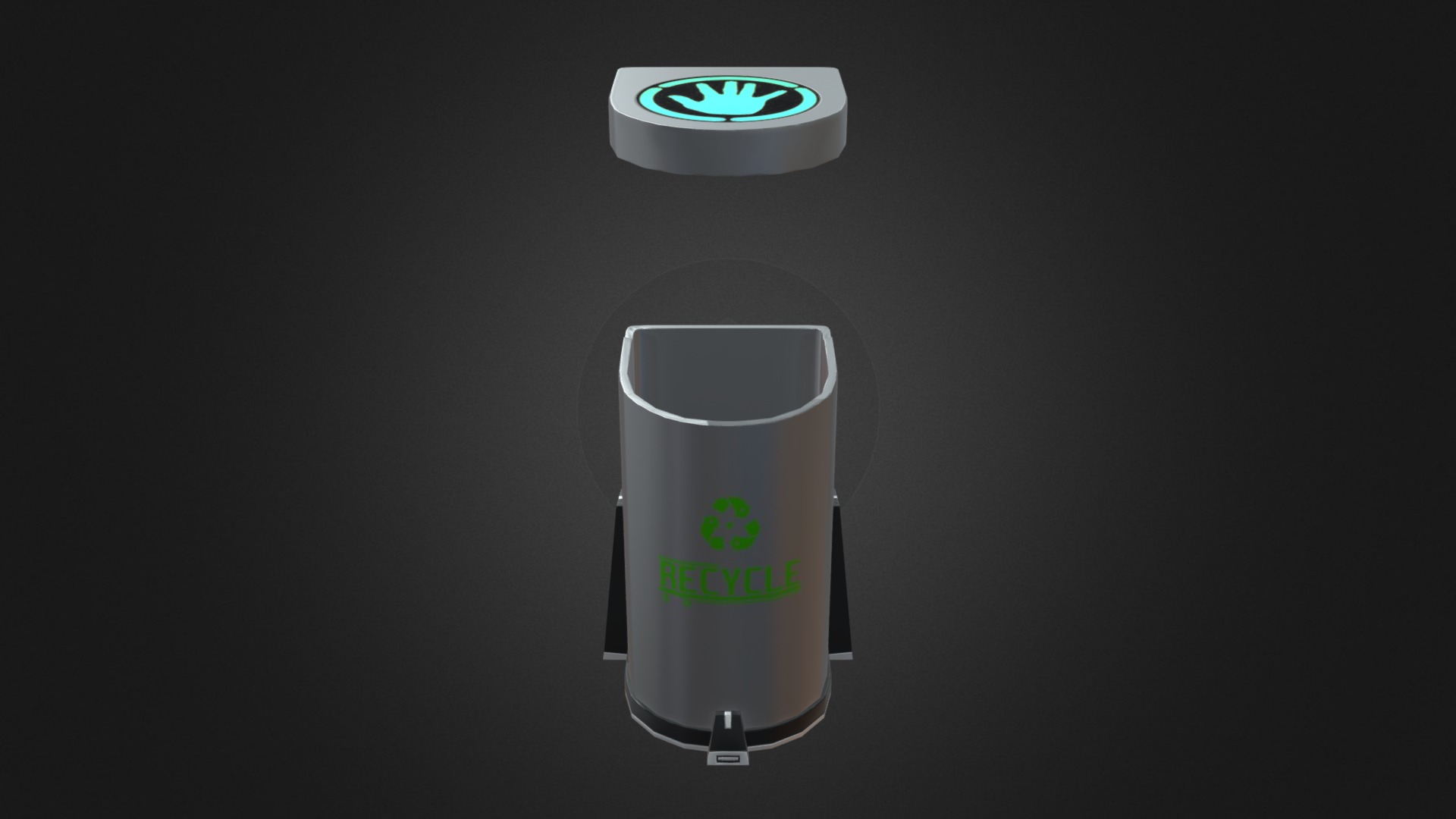 3D model Futuristic Trash Can - This is a 3D model of the Futuristic Trash Can. The 3D model is about a white and green computer mouse.
