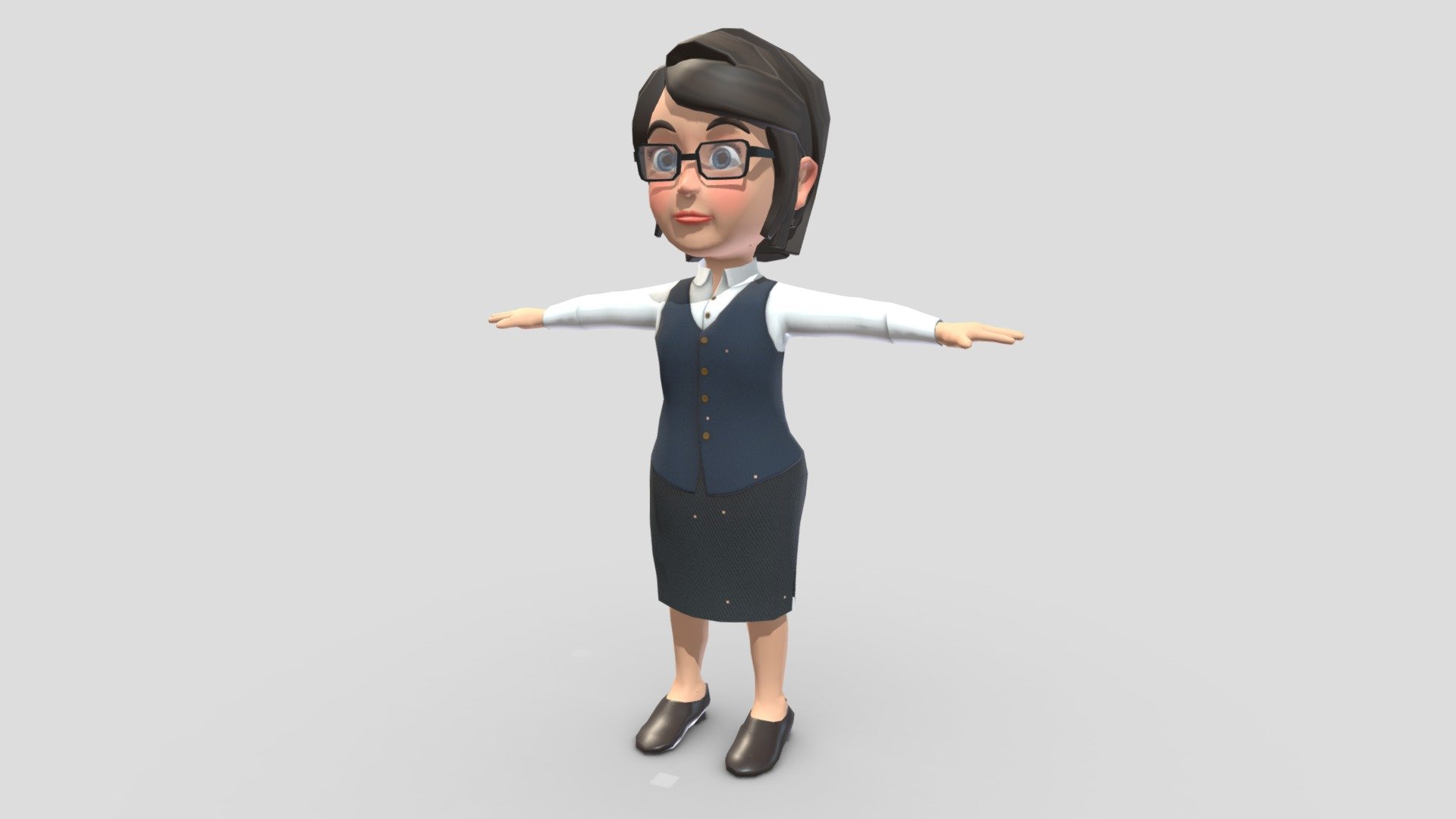 Cartoon Style Teacher - Secretary - Female - Buy Royalty Free 3D model ...