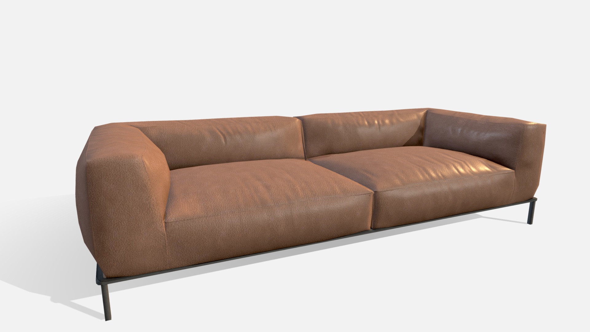 3D model Modern Leather Sofa - This is a 3D model of the Modern Leather Sofa. The 3D model is about a brown couch with a white background.