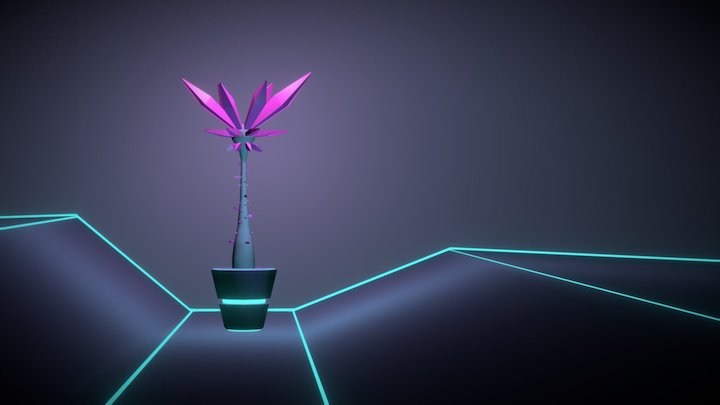 Low-poly Crystal Plant 3D Model