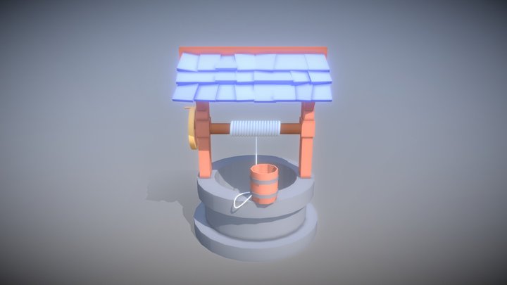 Cartoon "LowPoly" Water Well 3D Model