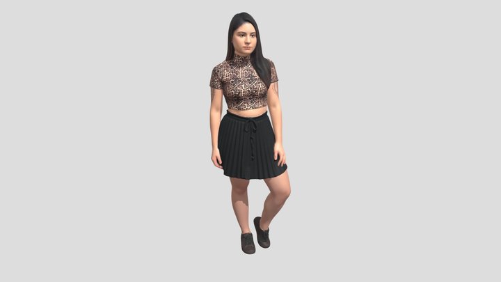 Leopard Print Crop Top And Black Pleated Skirt – Modello 3D gratuito STL