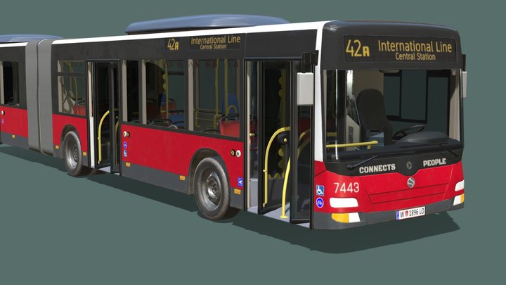 City Bus with Complete Interior and Rig Controls 3D Model