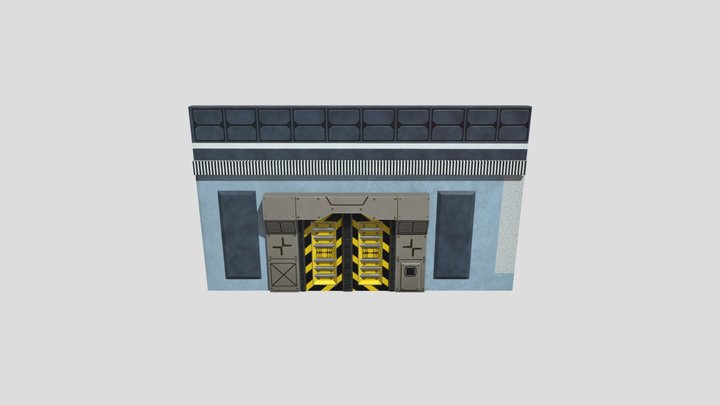 Lowpoly Sci-fi Lab Door 3D Model