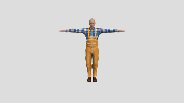male clothed in work suit 3D Model