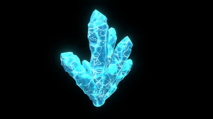 Magic glowing blue crystal low poly 3D Model