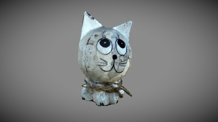Wooden Kitten 3D Model