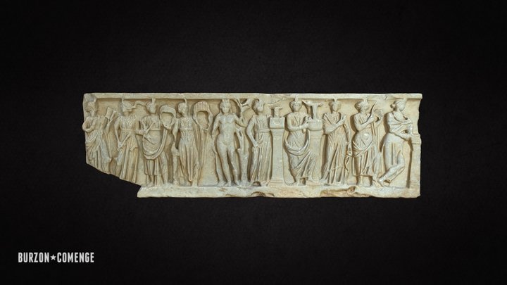 Apollo and the nine Muses. 200-210 aD. 3D Model