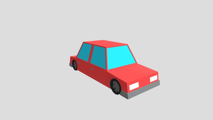 Low-Poly Four-Door Car 3D Model
