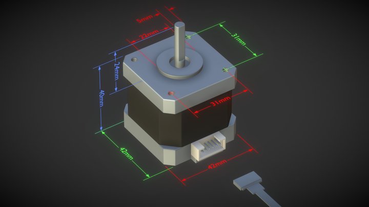Stepper Motor - 42SHD0217-24B 3D Model