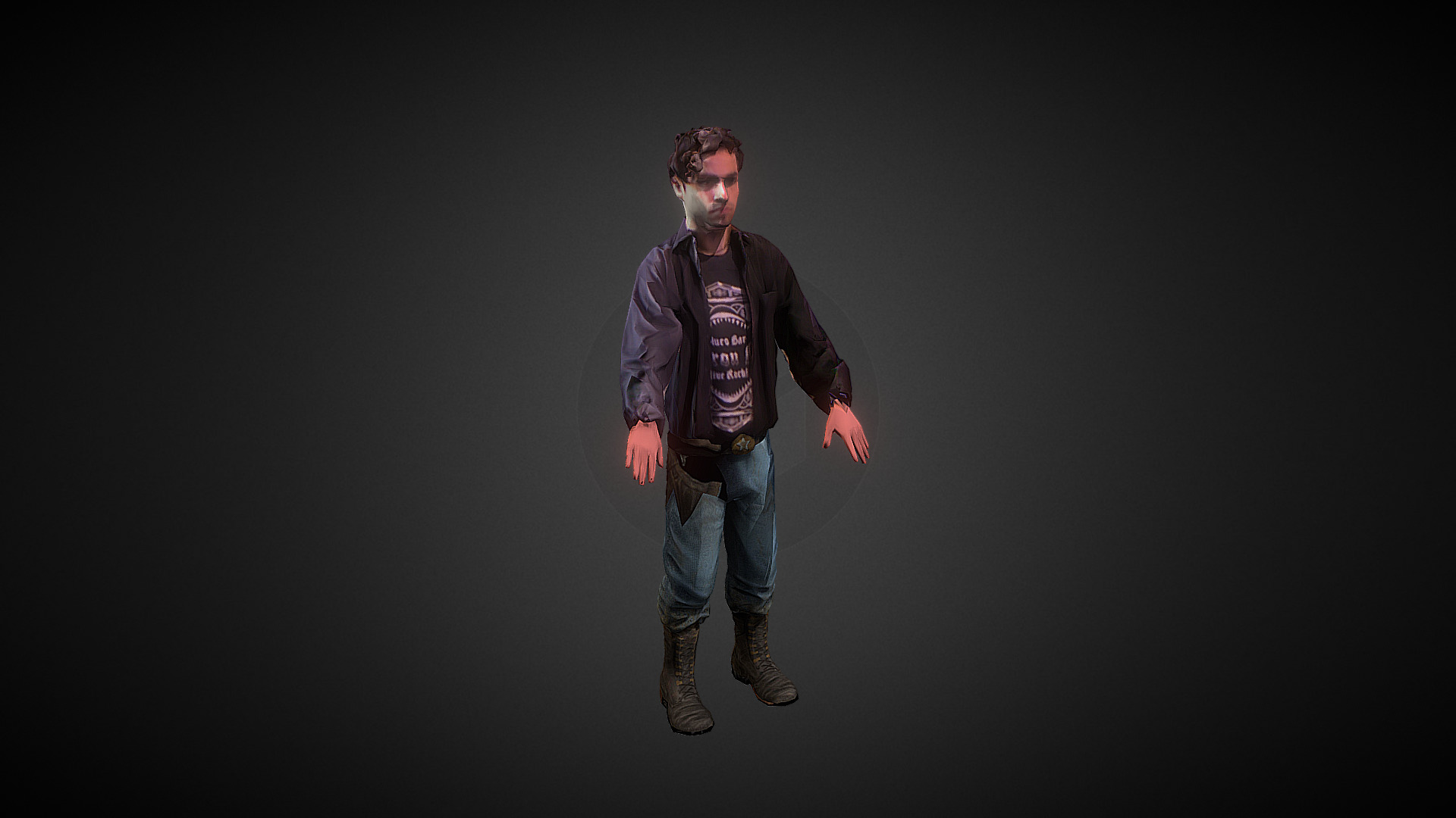3D model Wilmer - This is a 3D model of the Wilmer. The 3D model is about a man wearing a purple shirt and jeans.