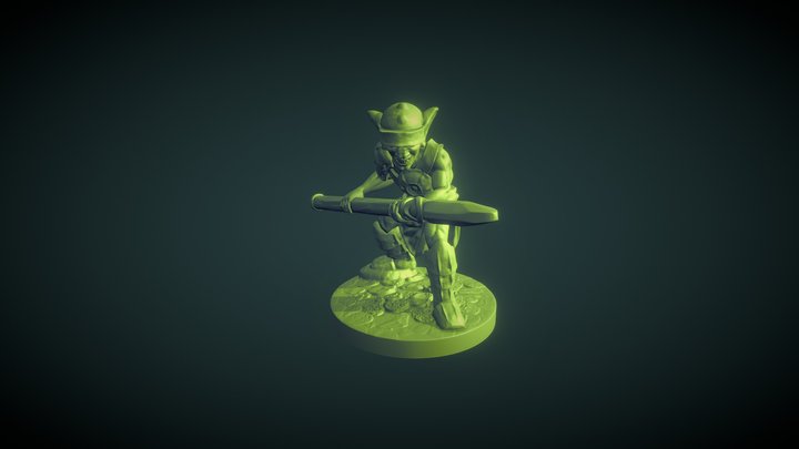 3d printable Goblin spearman 28mm Miiniature 3D Model