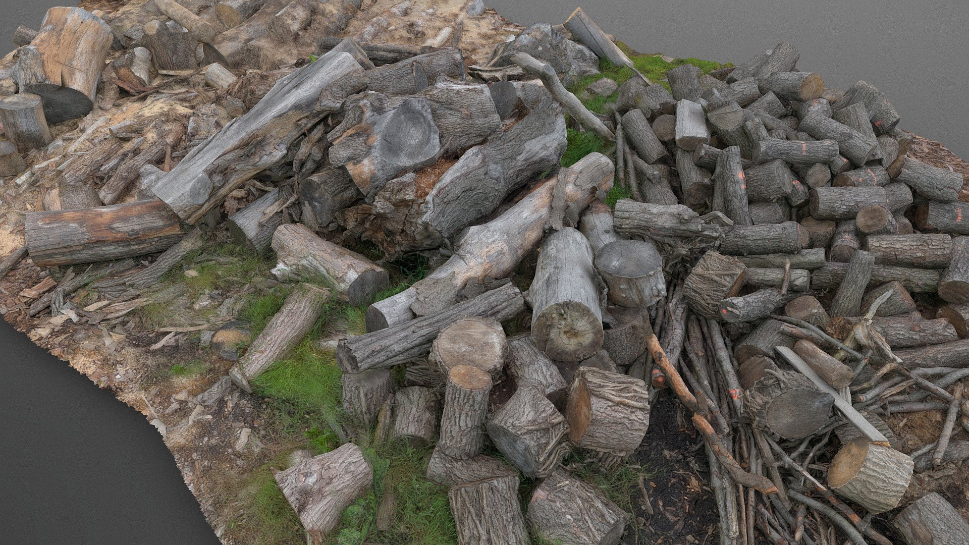 Large lumber stumps log stack pile - Buy Royalty Free 3D model by ...