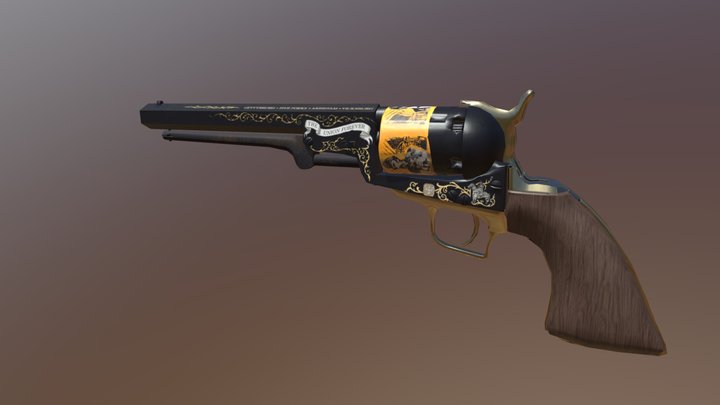 1851 Textured Colt Revolver 3D Model