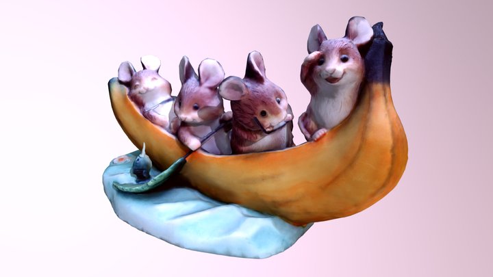 Hamster / Doormice In A Banana Boat 3D Model