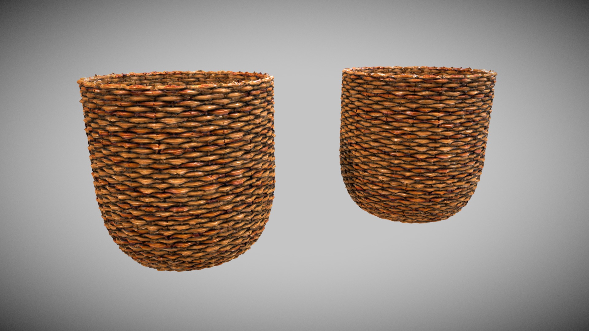 3D model Rattan Basket - This is a 3D model of the Rattan Basket. The 3D model is about a couple of woven baskets.