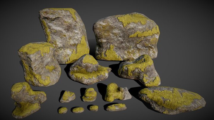 Mossy Rocks Pack 3D Model