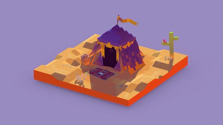 Low Poly Desert Tent 3D Model