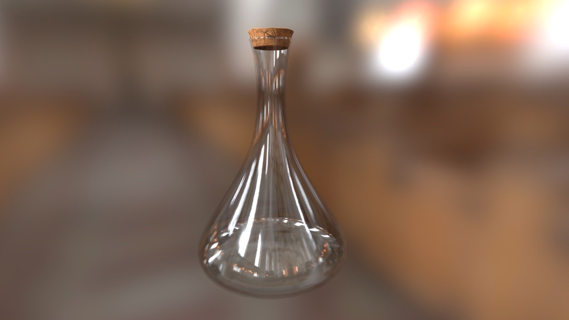 Glass carafe, flagon with cork