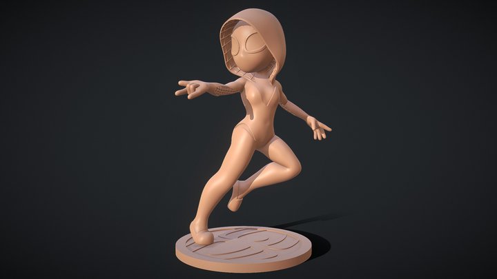 Spider Gwen Figurine - Hi Poly Printable Version 3D Model