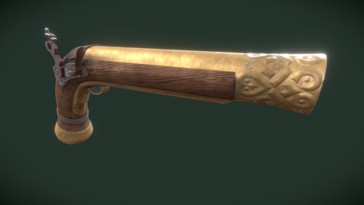 Pirate's Flintlock Pistol 3D Model