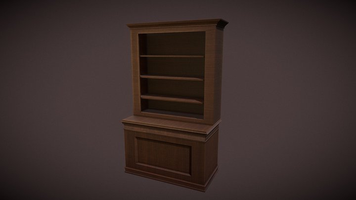 Wooden Bookshelf 3D Model