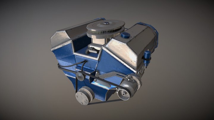 V8 Beach buggy engine (wear) (low resolution) 3D Model