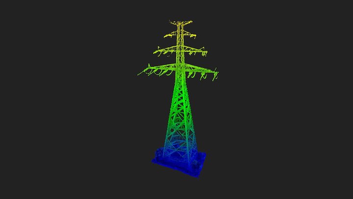 High voltage pole LiDAR point cloud 3D Model