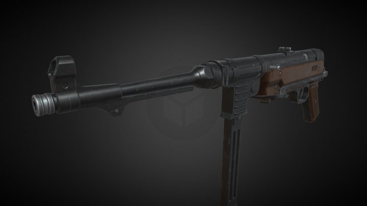 MP 40 Low Poly 3D Model