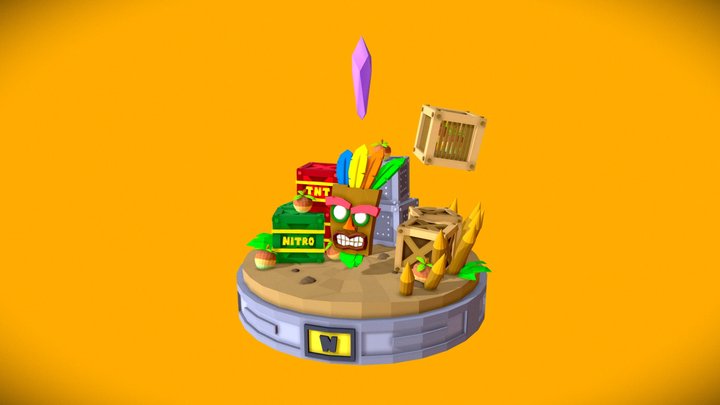Crash Bandicoot Lowpoly - Games Diorama 3D Model