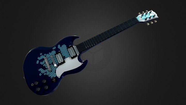 Gibson Guitar with Custom Skin 3D Model