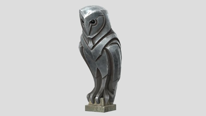 Grass Owl Statue 3D Model