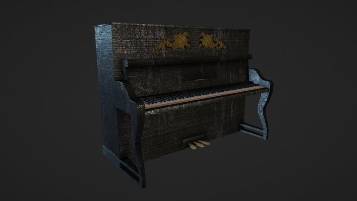 Old piano. 3D Model