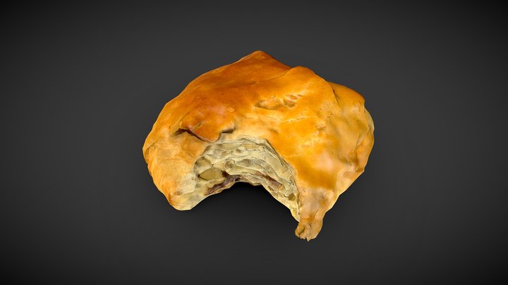 Realistic bitten "pain au chocolat" 3D Model