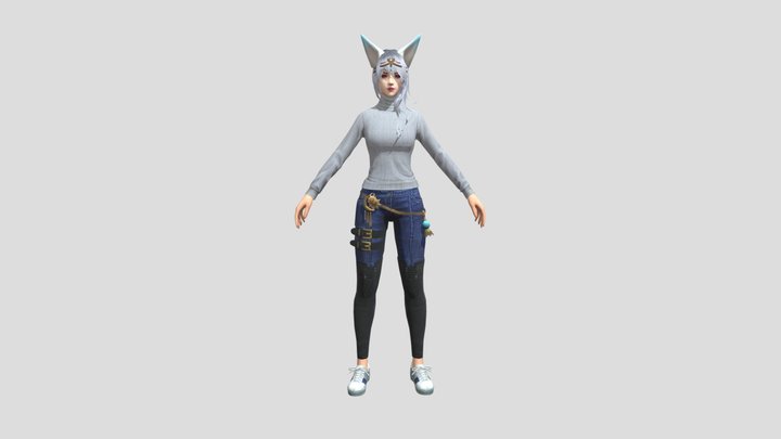 Female White Shirt  Free Fire 4$ 3D Model